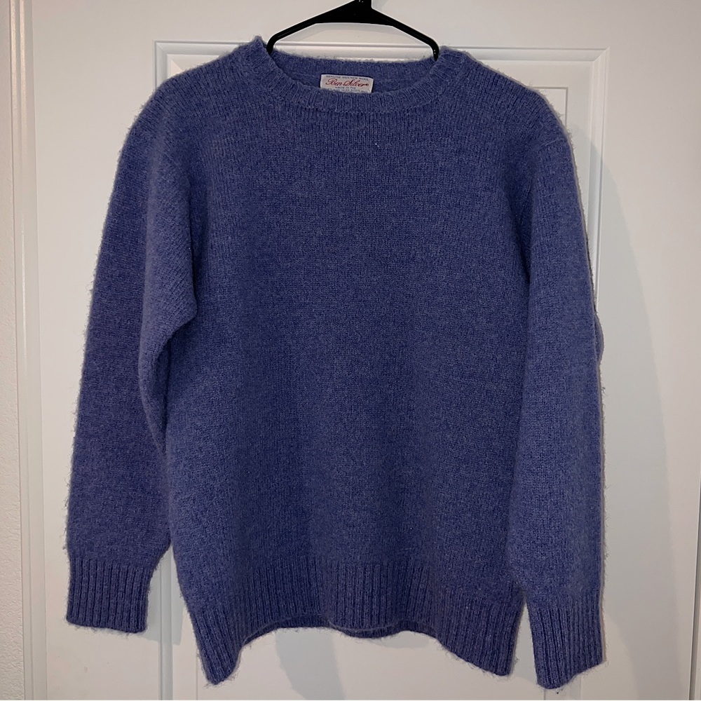 Vintage Ben Silver 100% Wool Scottish Sweater | Cool Blue